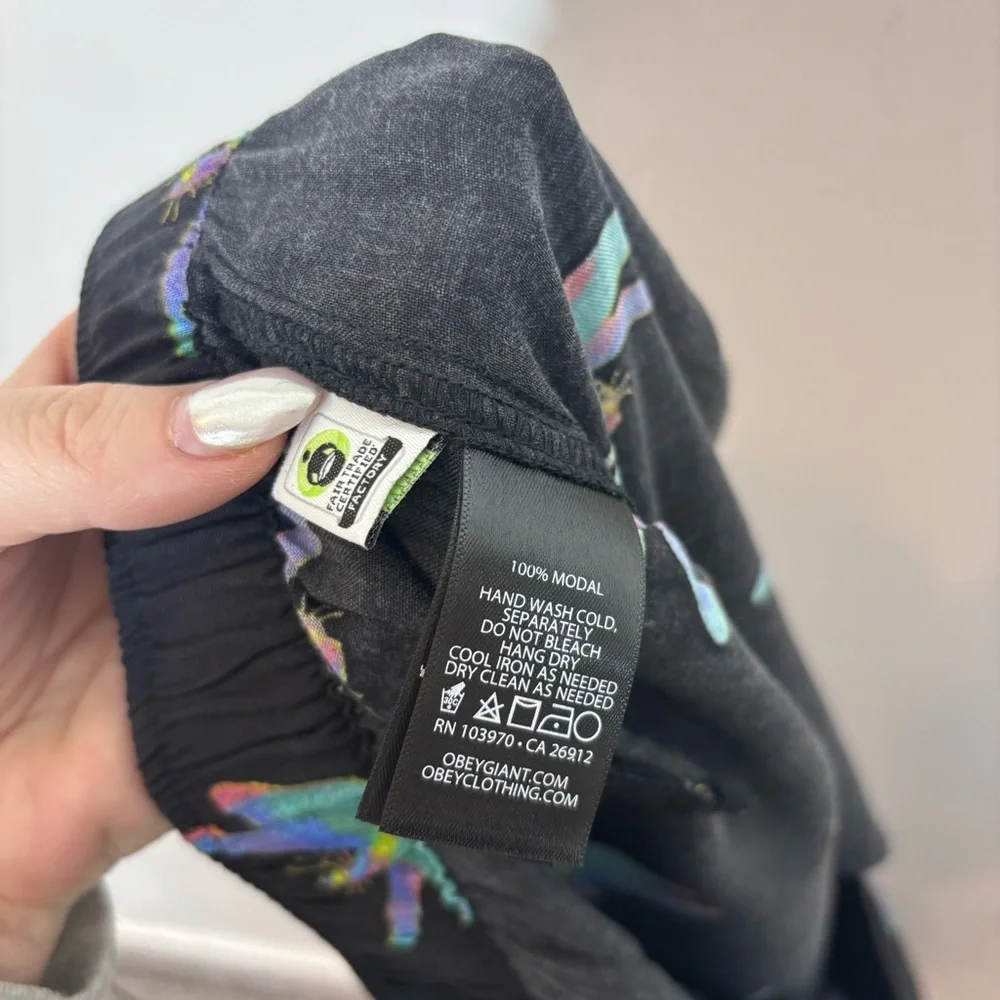 Obey Wavelength Pant Dragonfly NWT Large Elastic Waist Pockets Sustainable Tie - Picture 13 of 16